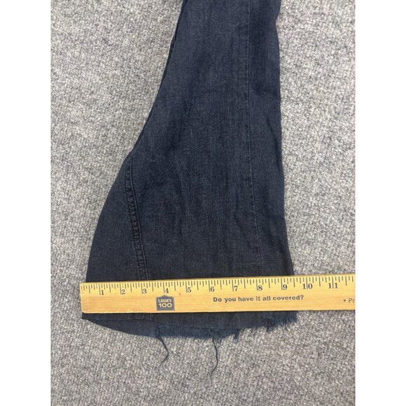 Roxy Oceanside Pants Womens Medium Navy Linen Blend Drawstring Beach Flare Leg - Picture 6 of 9